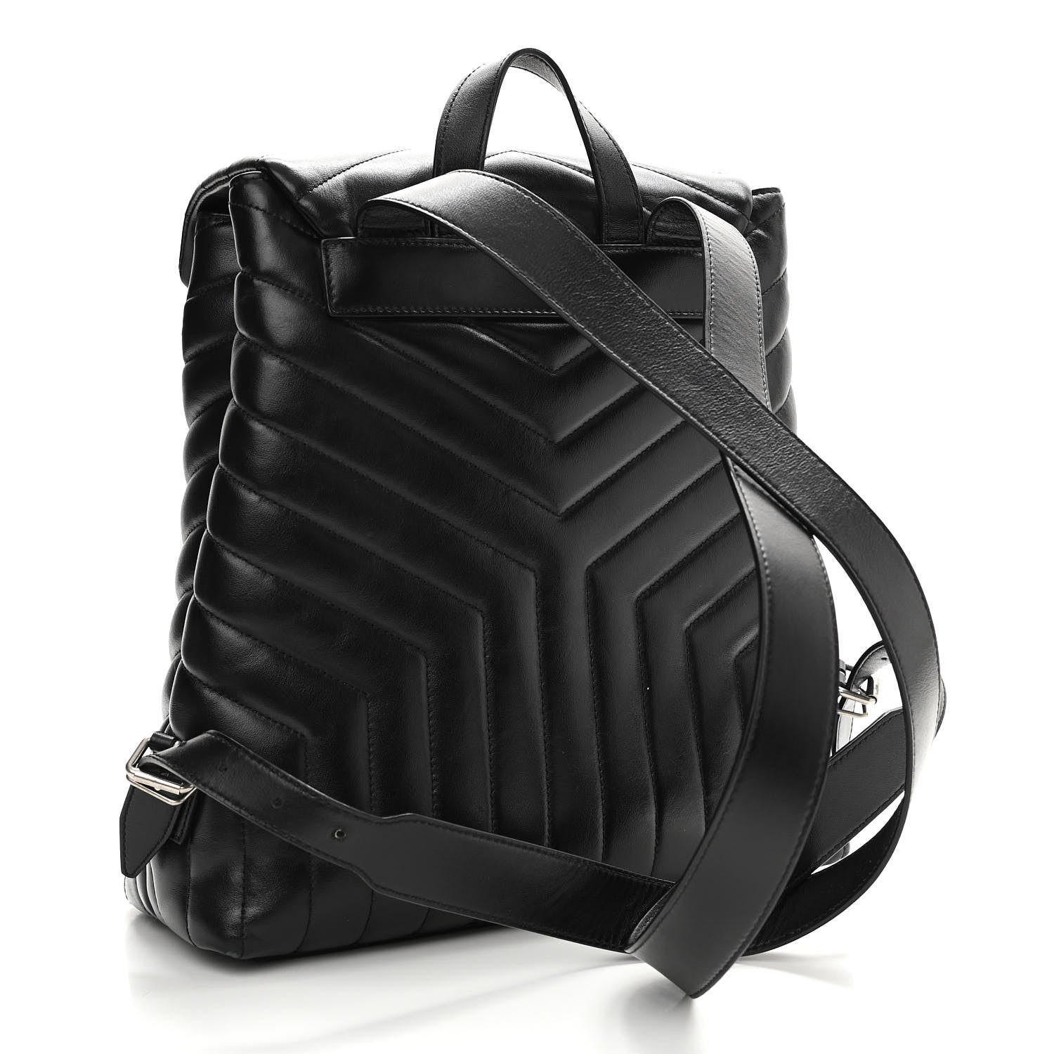 Saint Laurent Calfskin Y Quilted Monogram Medium Loulou Backpack Black 3 of 13