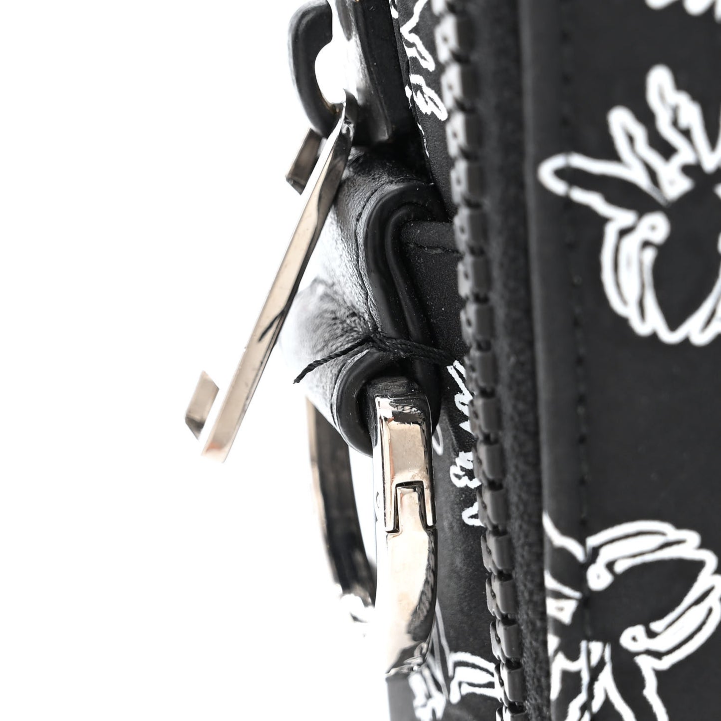 Calfskin Double Zip Crossbody Black White