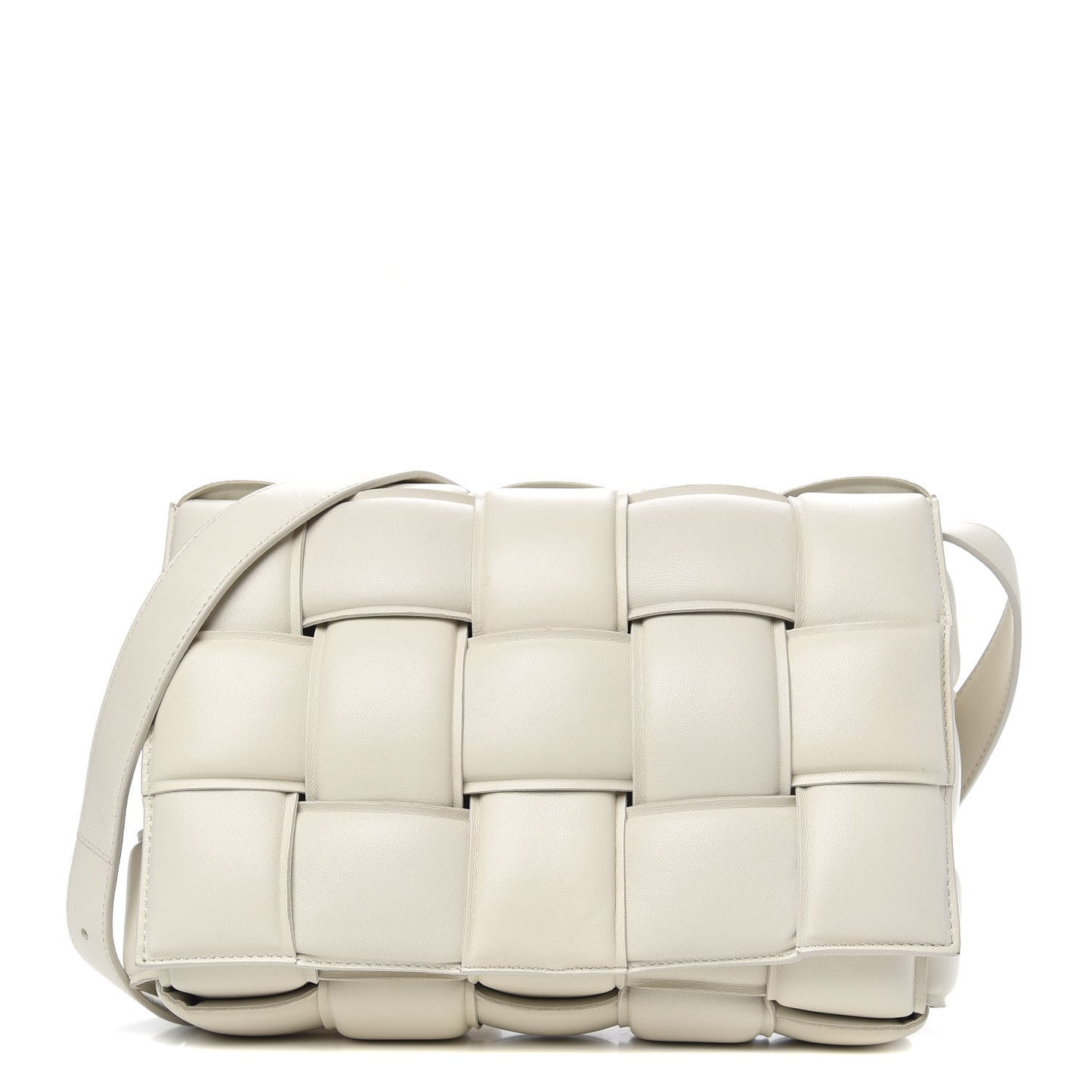 Nappa Maxi Intreccio Padded Cassette Crossbody Bag Chalk