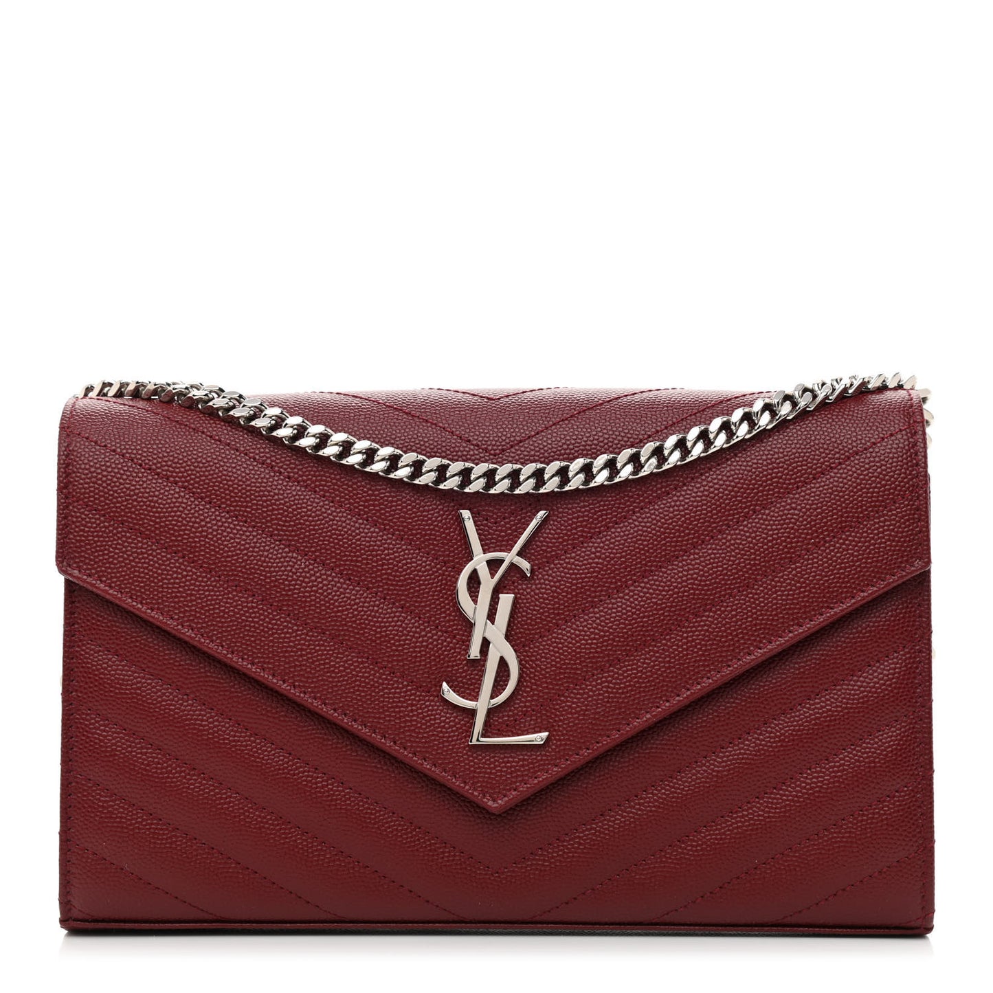 Grain De Poudre Matelasse Chevron Monogram Chain Wallet Palissandre