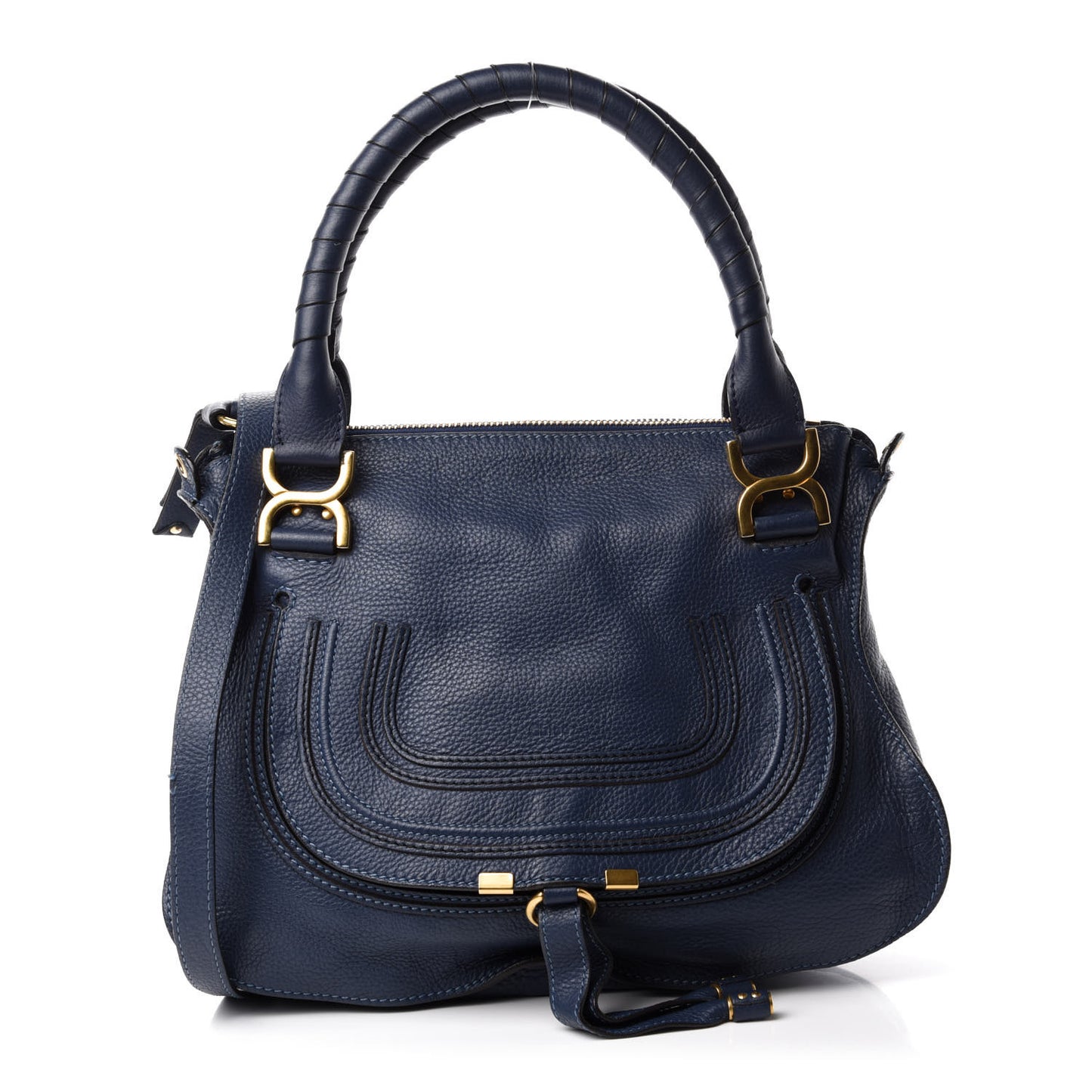 Calfskin Medium Marcie Satchel Royal Navy
