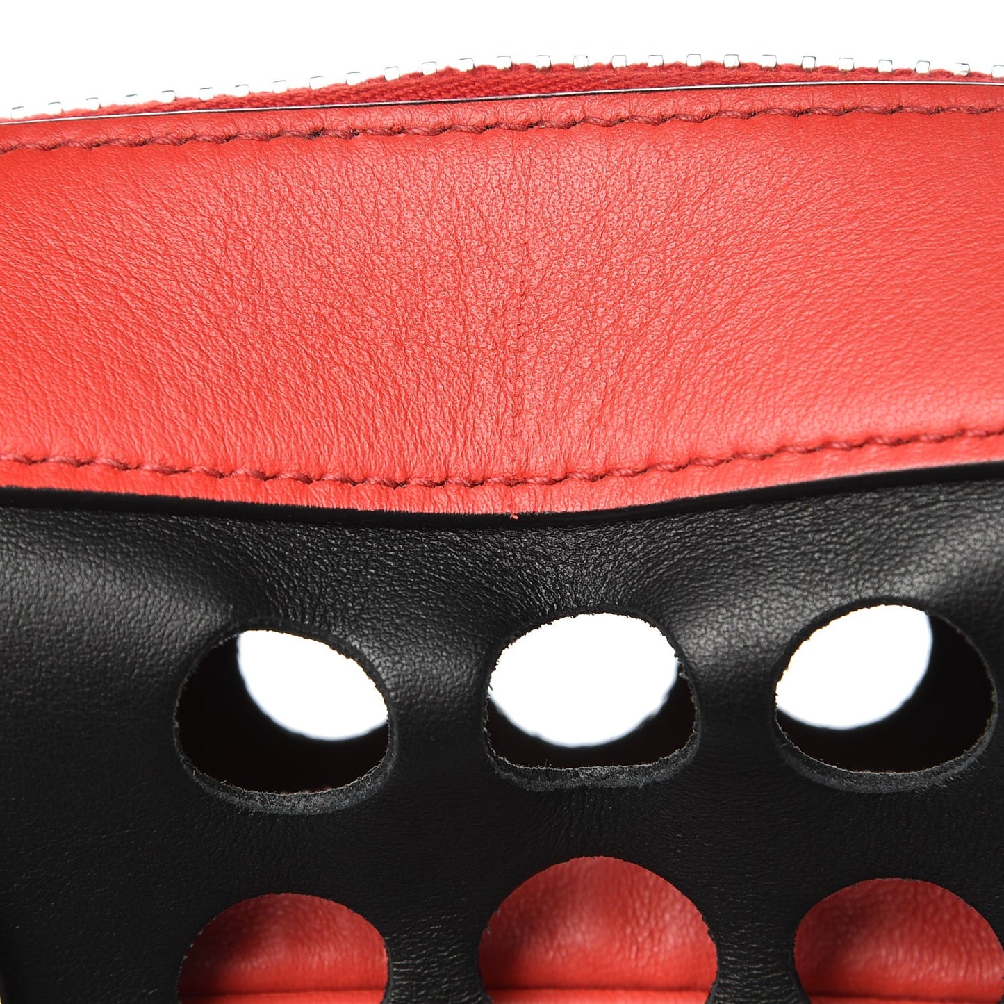 City Calfskin Perforated Chain Shoulder Bag Black Lacca