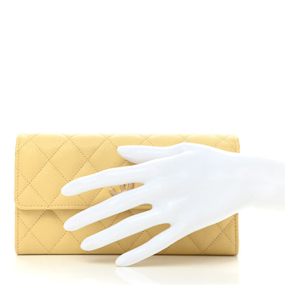 Chanel Caviar Quilted CC Flap Wallet Yellow 2 of 9