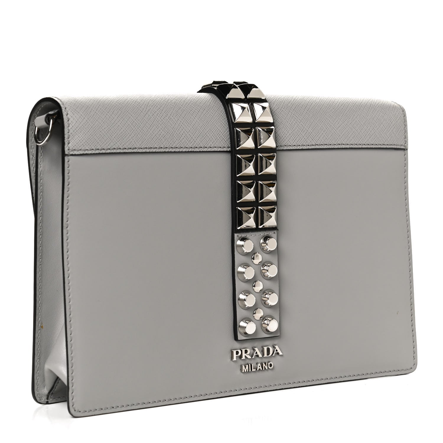 Prada Saffiano City Calfskin Studded Large Elektra Shoulder Bag Nube 2 of 9