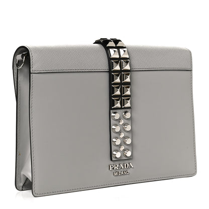 Prada Saffiano City Calfskin Studded Large Elektra Shoulder Bag Nube 2 of 9