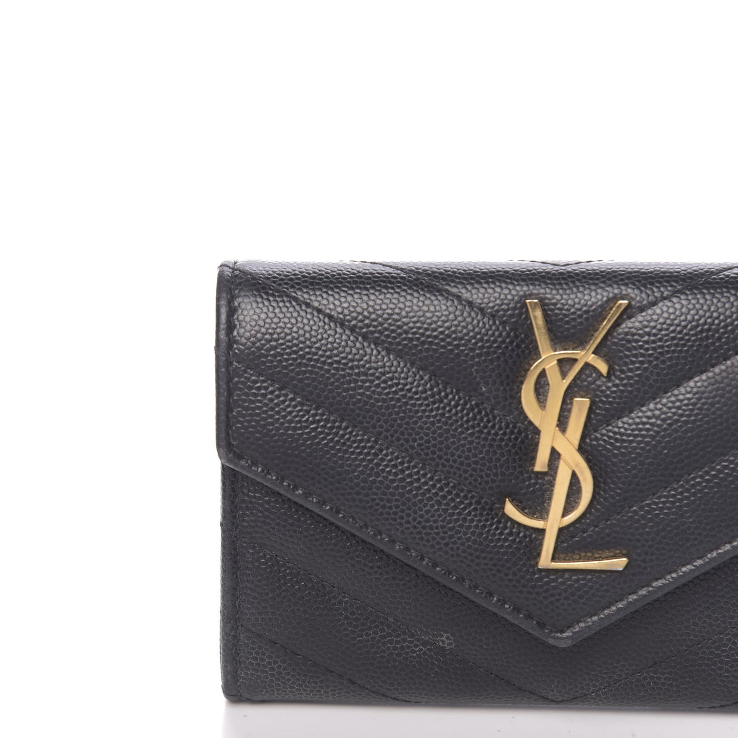 Grain De Poudre Matelasse Chevron Small Monogram Envelope Wallet Black
