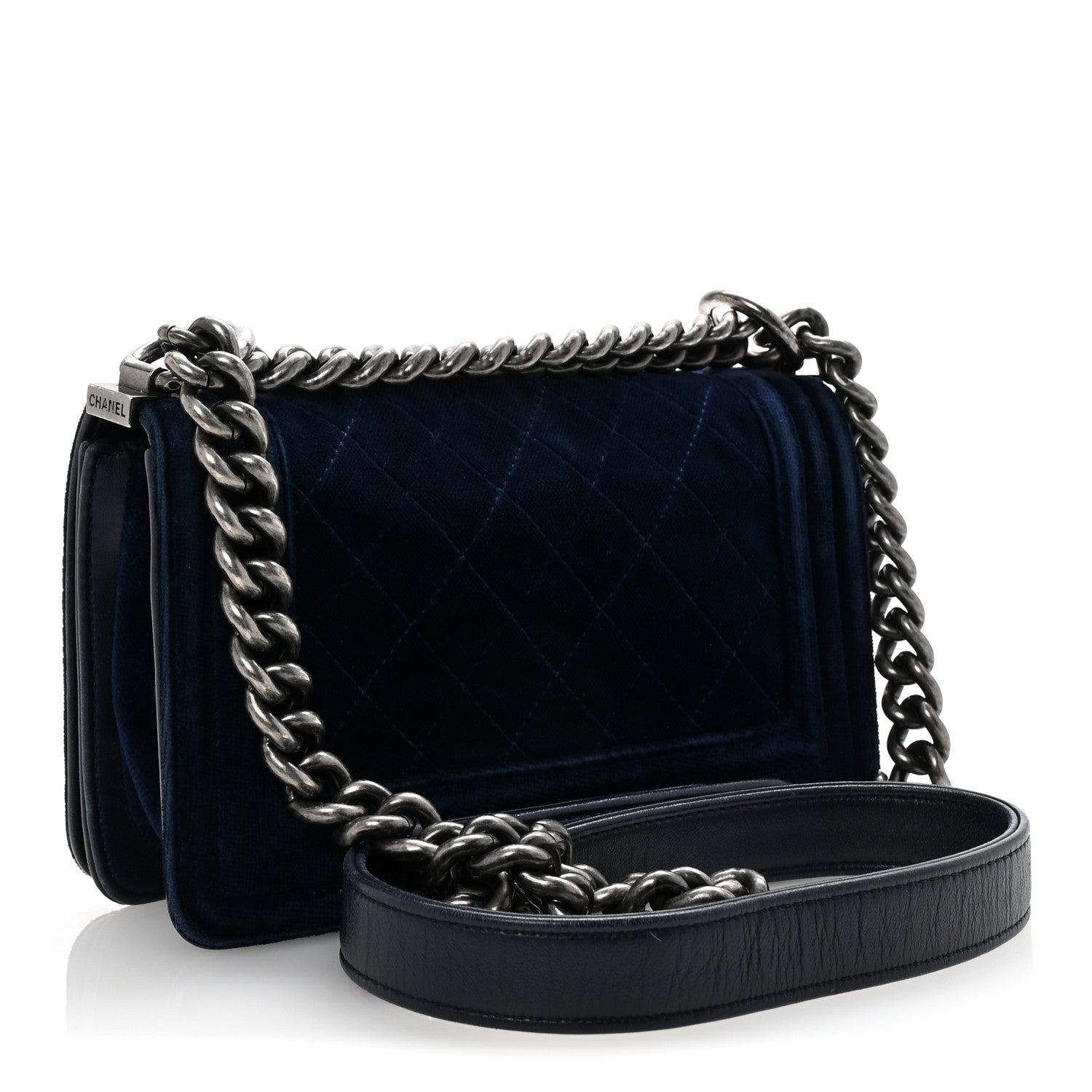 Chanel Velvet Quilted Small Boy Flap Blue 3 of 10