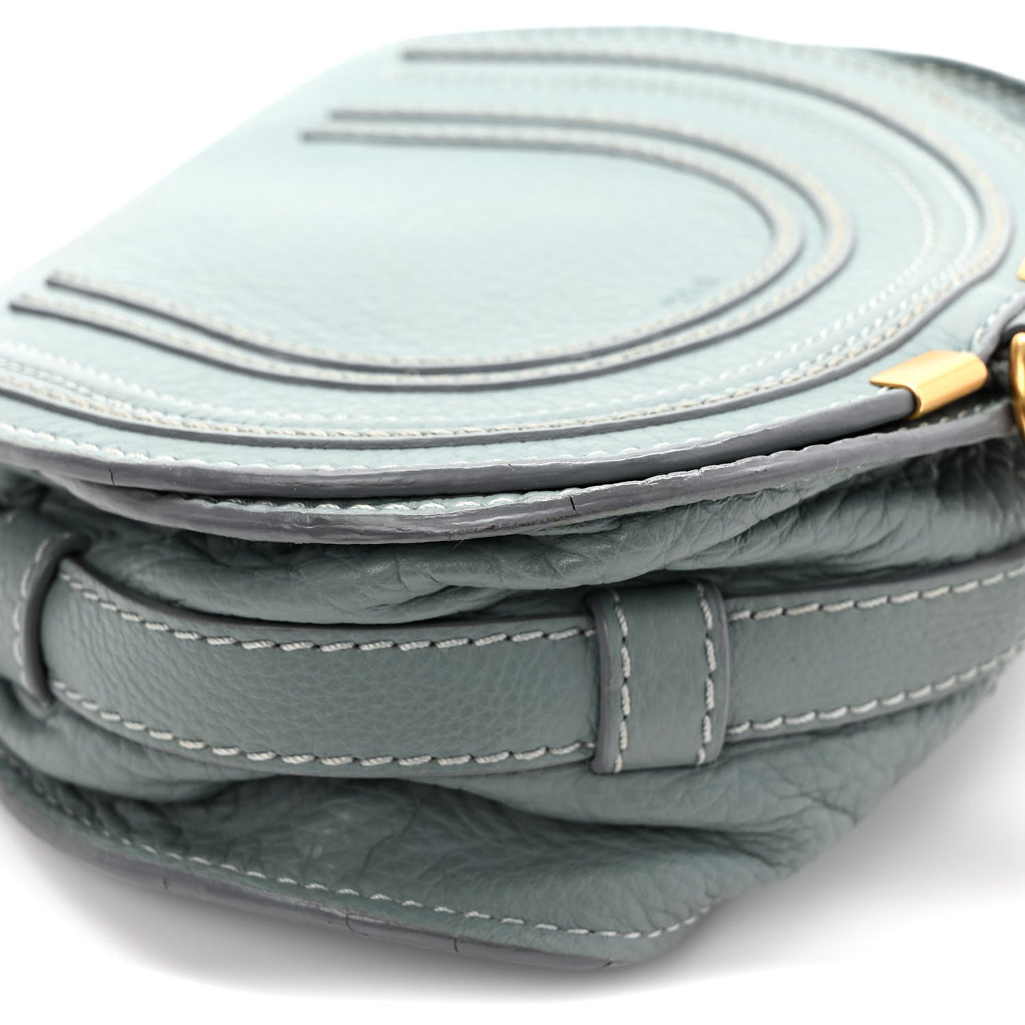 Calfskin Mini Marcie Round Crossbody Bag Faded Blue