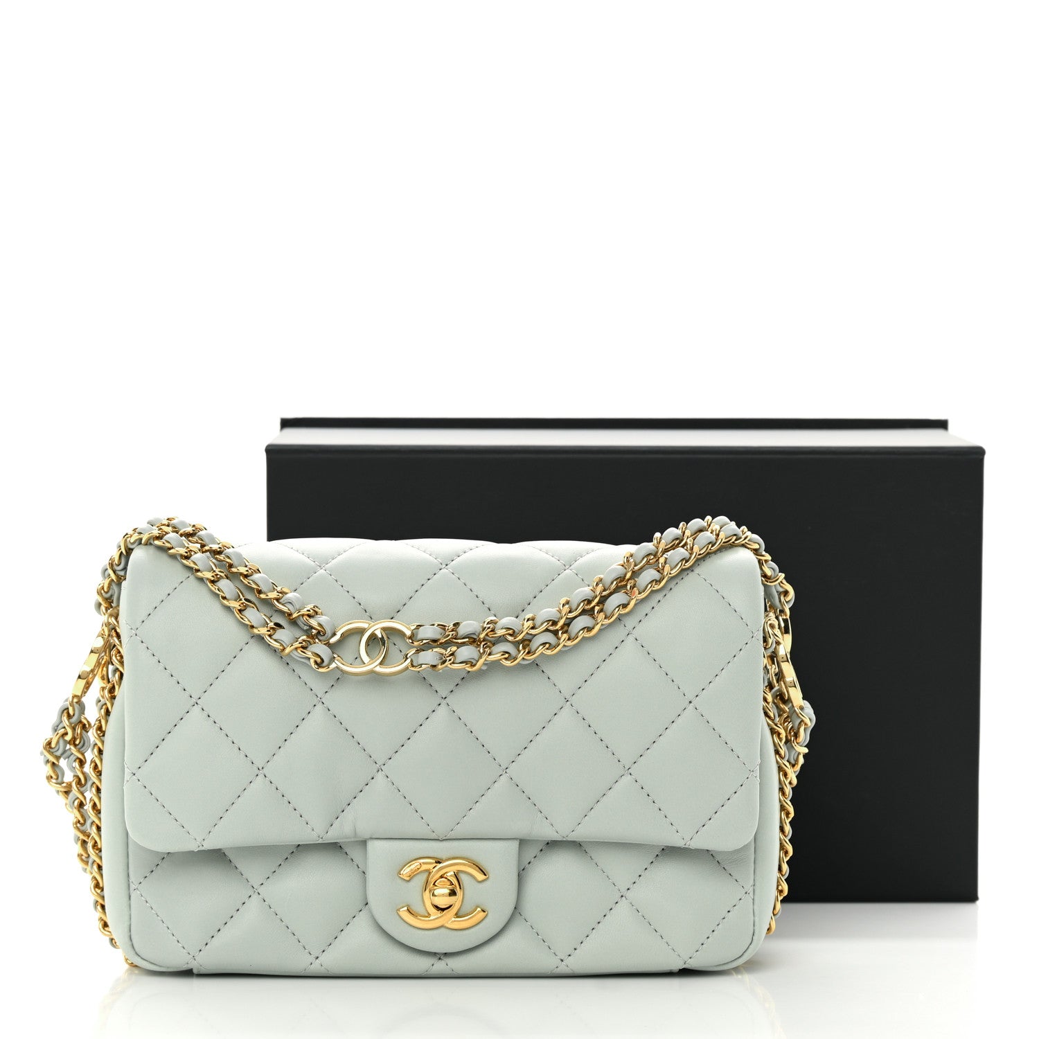 Chanel Lambskin Quilted Mini CC You Flap Light Grey 12 of 12