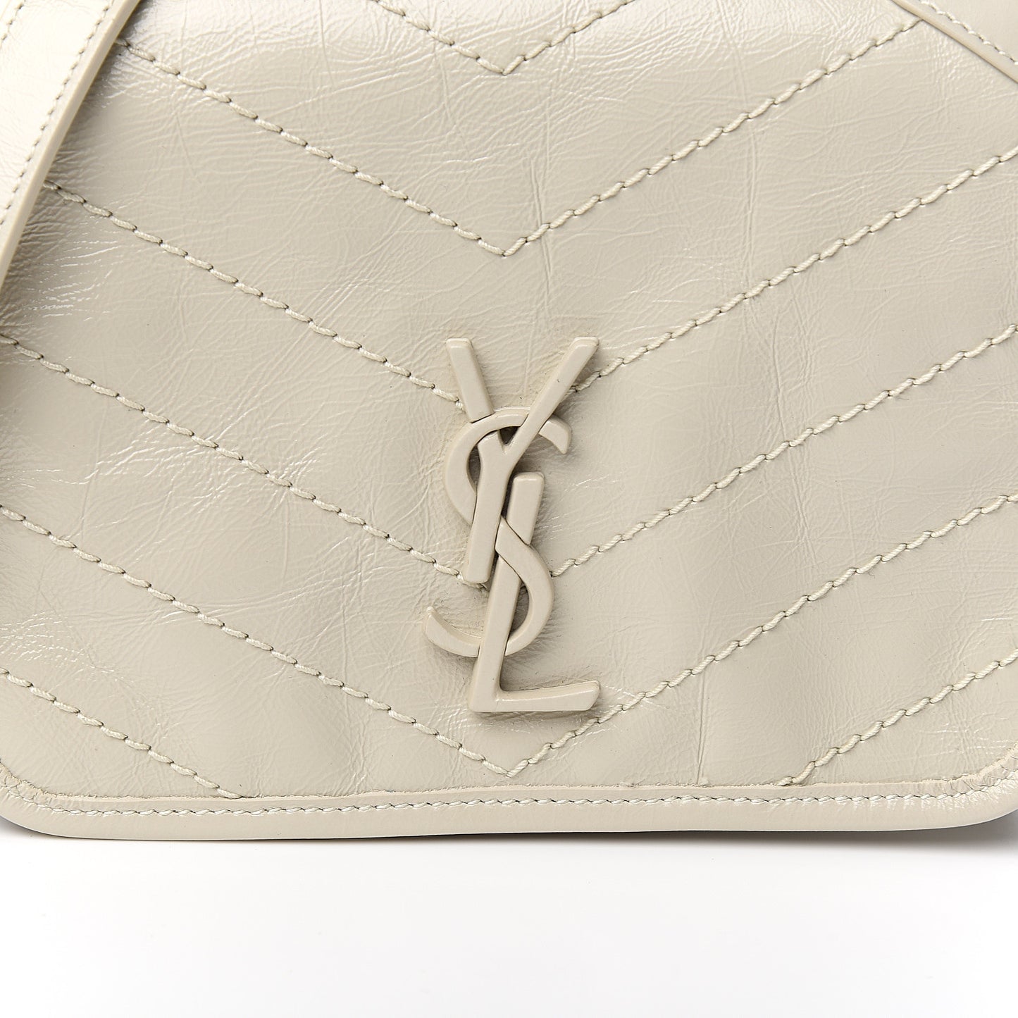 Crinkled Calfskin Matelasse Monogram Niki Chain Wallet Crema Soft