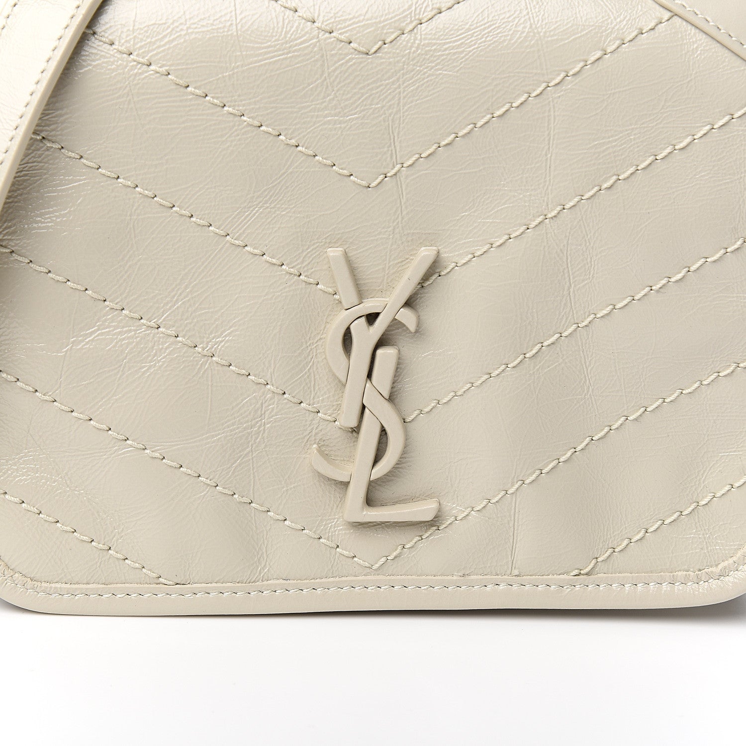 Saint Laurent Crinkled Calfskin Matelasse Monogram Niki Chain Wallet Crema Soft 9 of 9