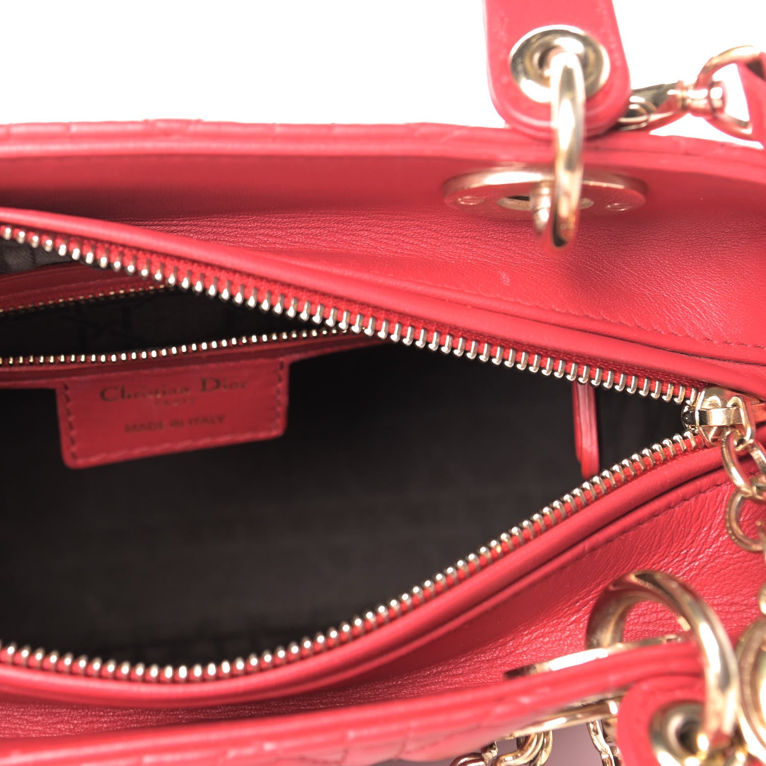Christian Dior Lambskin Cannage Medium Lady Dior Red 4 of 8