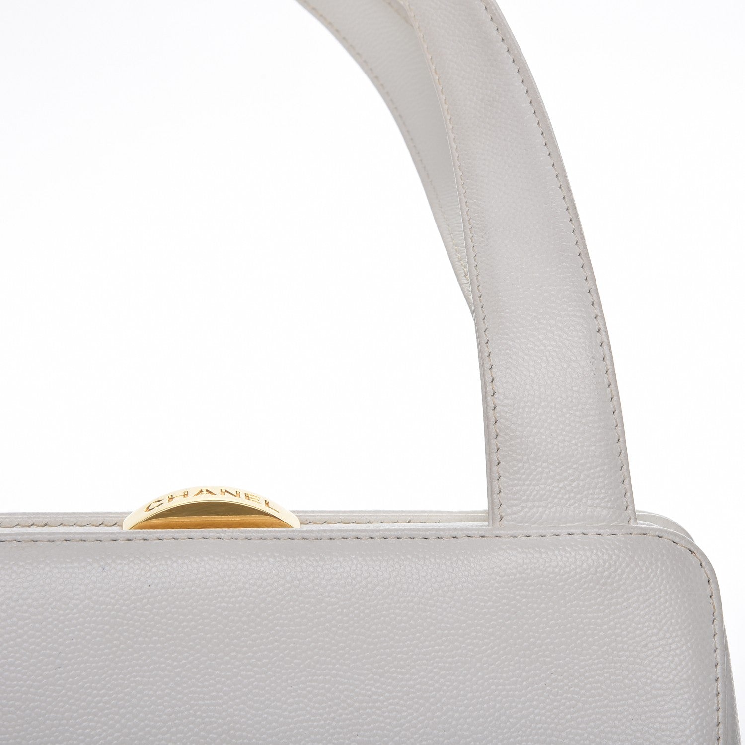 Chanel Caviar CC Frame Evening Bag White 11 of 12