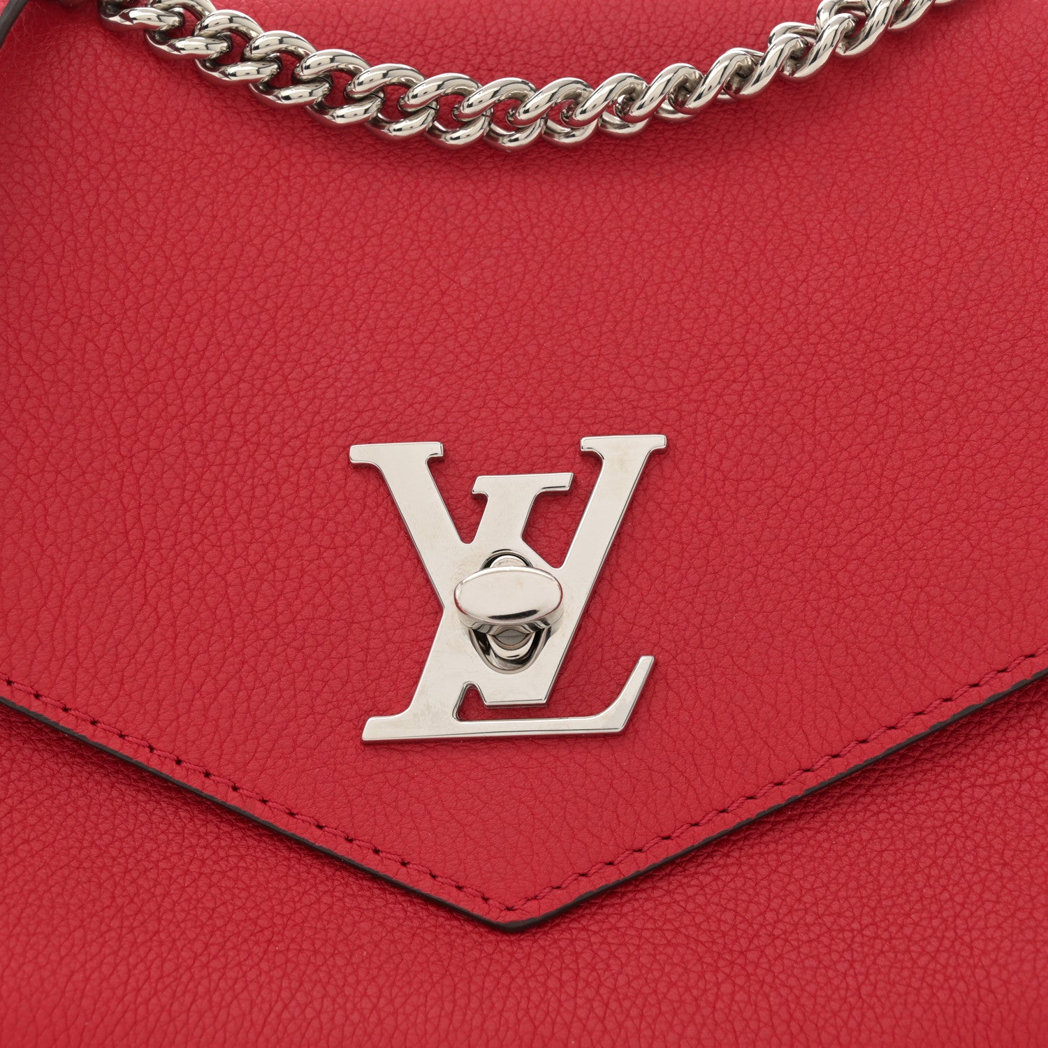 Louis Vuitton Soft Calfskin Mylockme Chain Bag BB Rubis 8 of 11