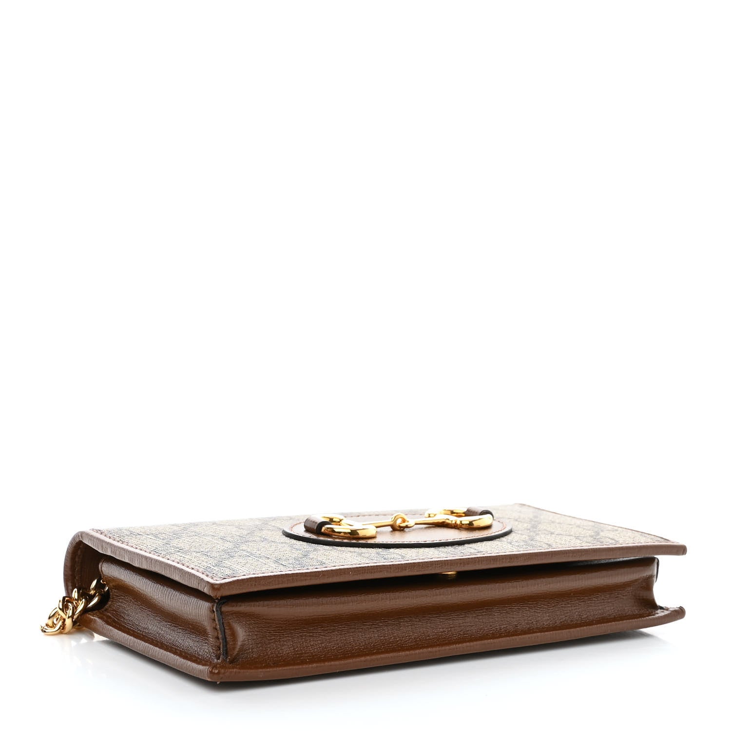 Gucci GG Supreme Monogram Azalea Calfskin Horsebit 1955 Wallet On Chain Beige Ebony Brown Sugar 4 of 11