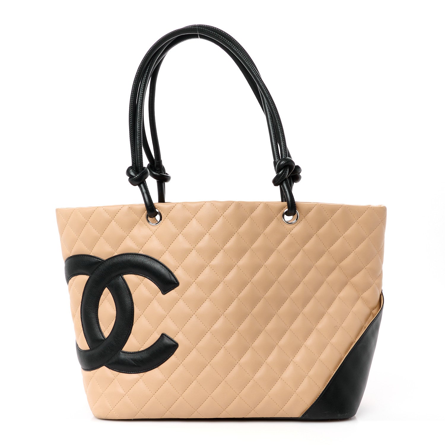 Chanel Calfskin Quilted Large Cambon Tote Beige Black 1 of 13