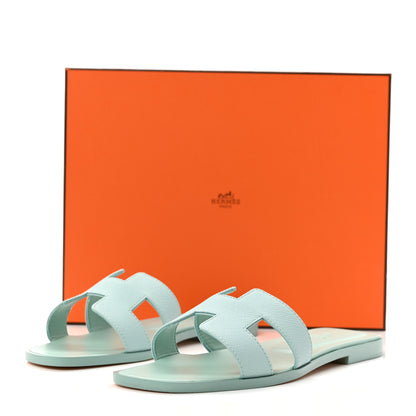 Hermes Epsom Oran Sandals 37 Vert Embrun 10 of 10