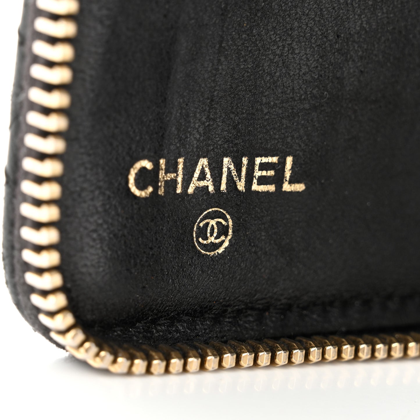 Lambskin Quilted Camellia Zip Around Organizer Wallet Black
