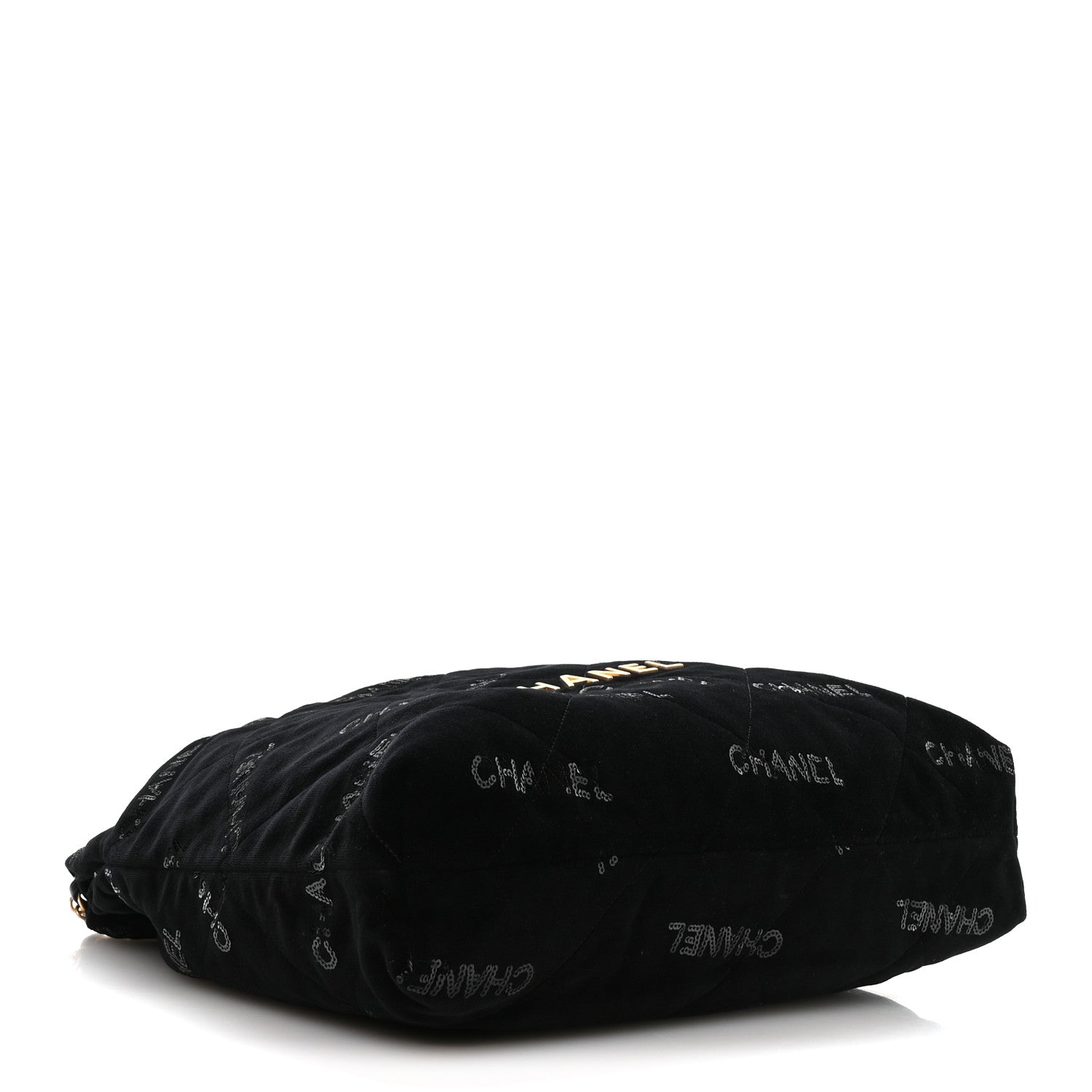 Chanel Velvet Sequin Quilted Chanel 22 Black 5 of 12