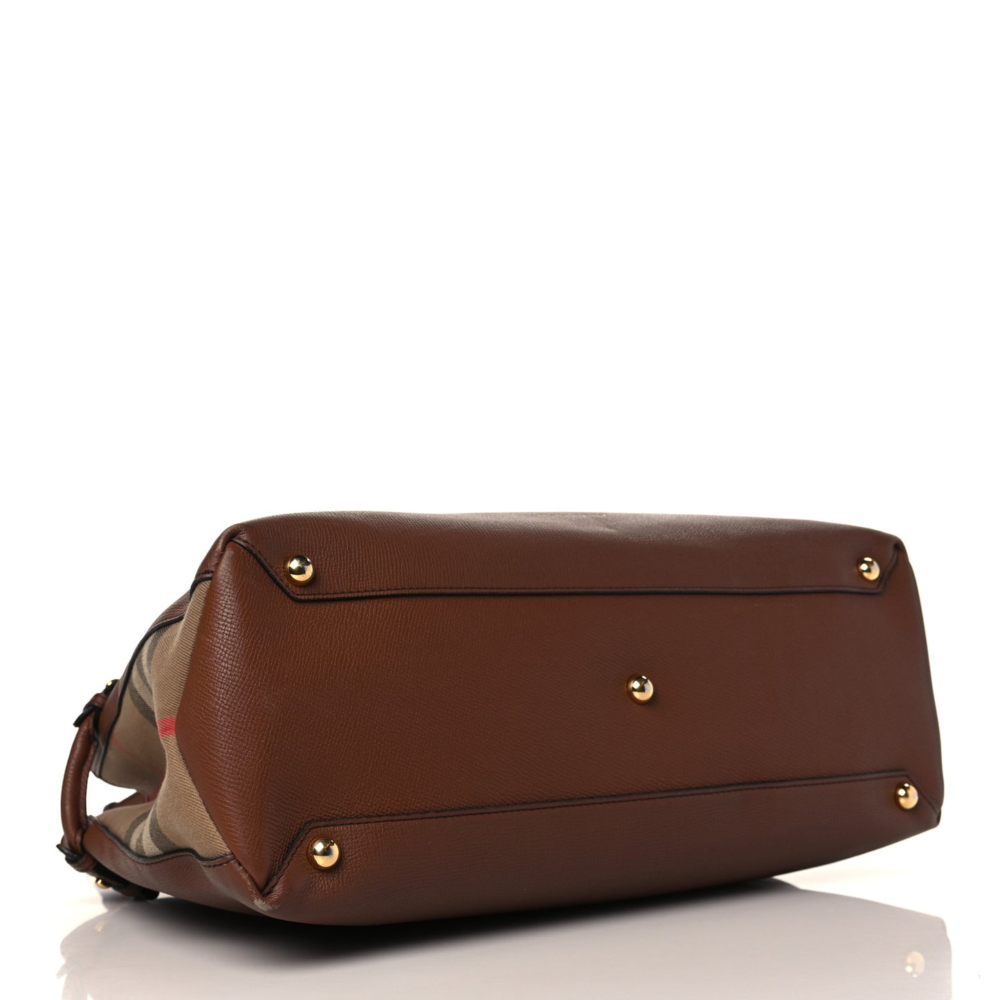 Grainy Calfskin House Check Large Banner Tote Tan