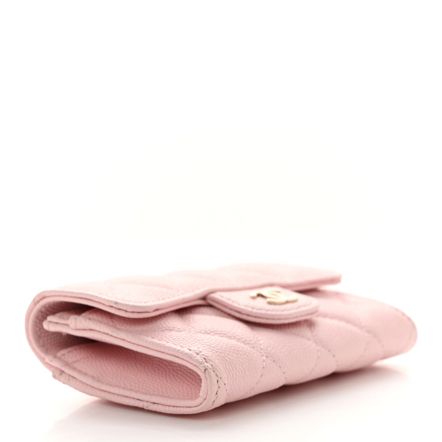Caviar Quilted Flap Card Holder Wallet Light Pink