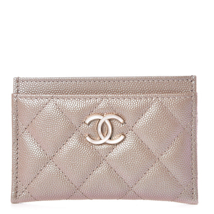 Chanel Iridescent Caviar Quilted Card Holder Beige 1 of 9