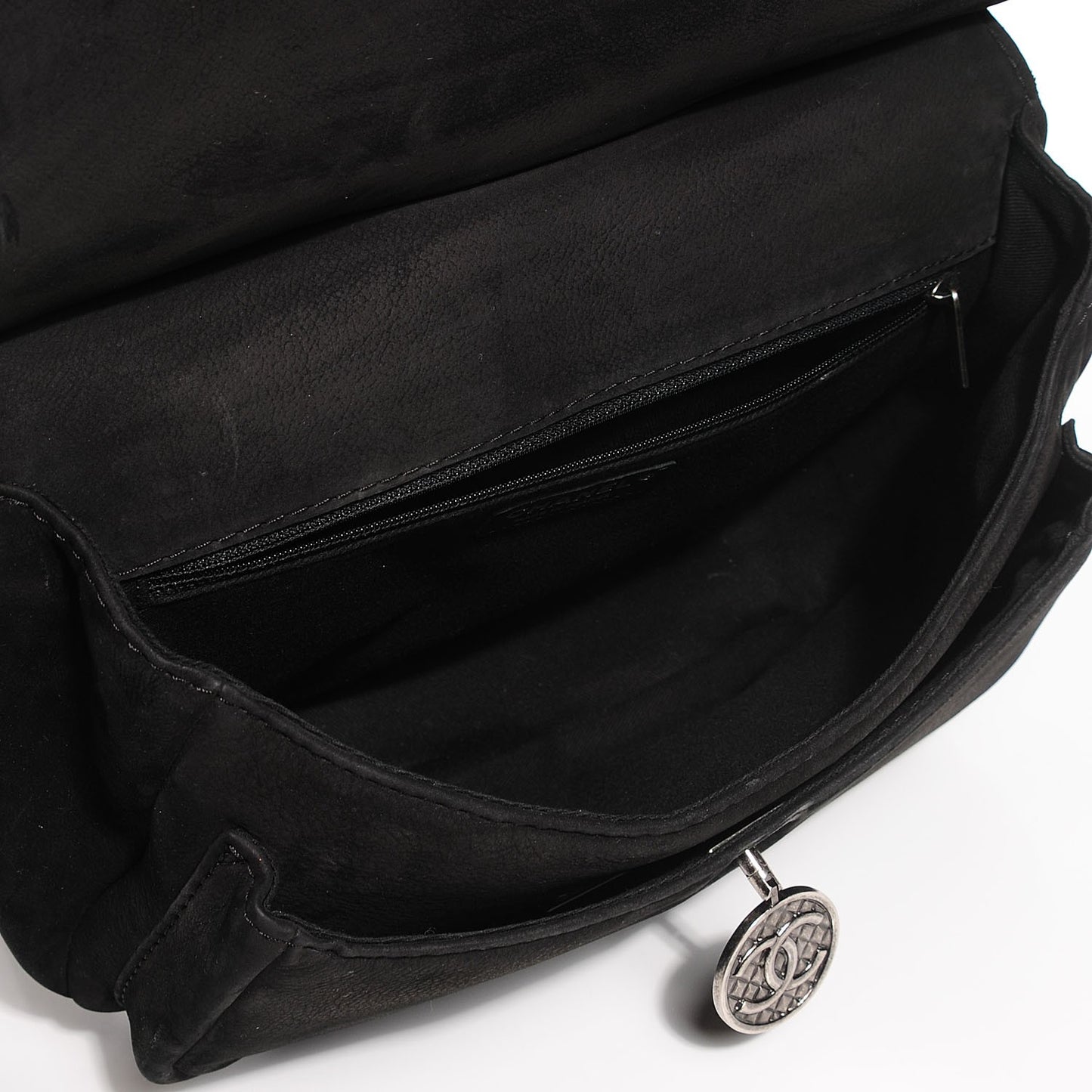 Suede Austrian Flap Satchel Black