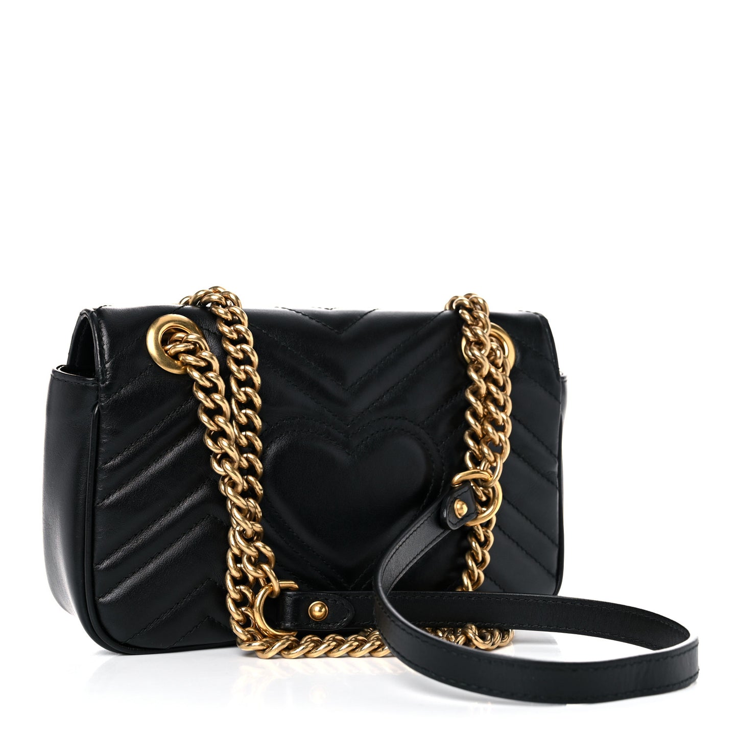 Calfskin Matelasse Mini GG Marmont Shoulder Bag Black