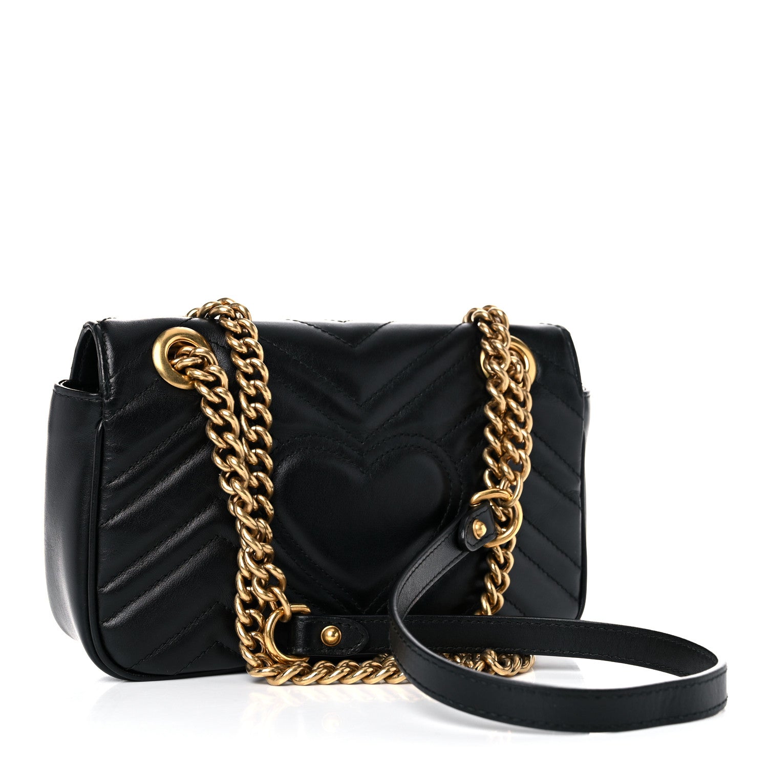 Gucci Calfskin Matelasse Mini GG Marmont Shoulder Bag Black 3 of 17