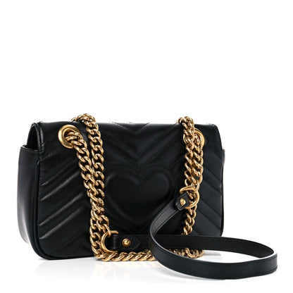 Gucci Calfskin Matelasse Mini GG Marmont Shoulder Bag Black 3 of 17