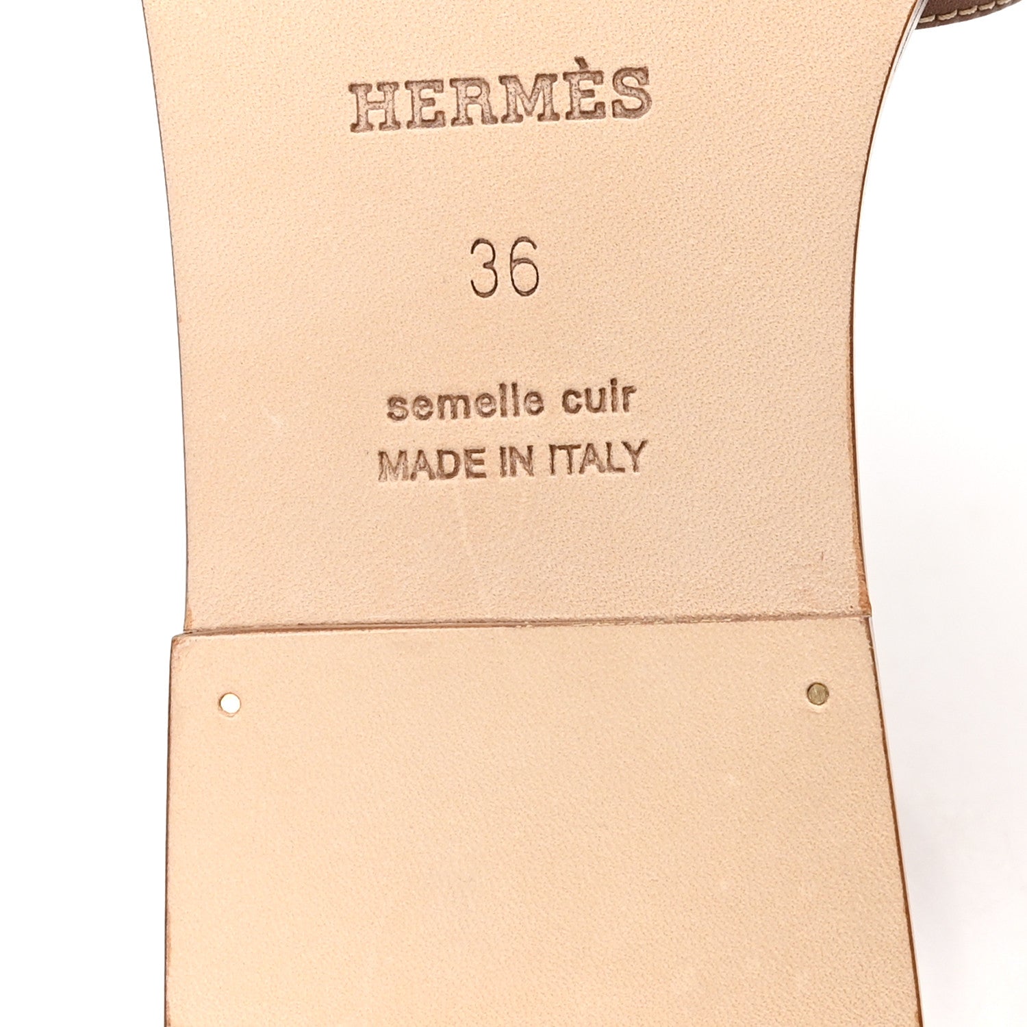 Hermes Box Calfskin Oran Sandals 36 Gold 7 of 10