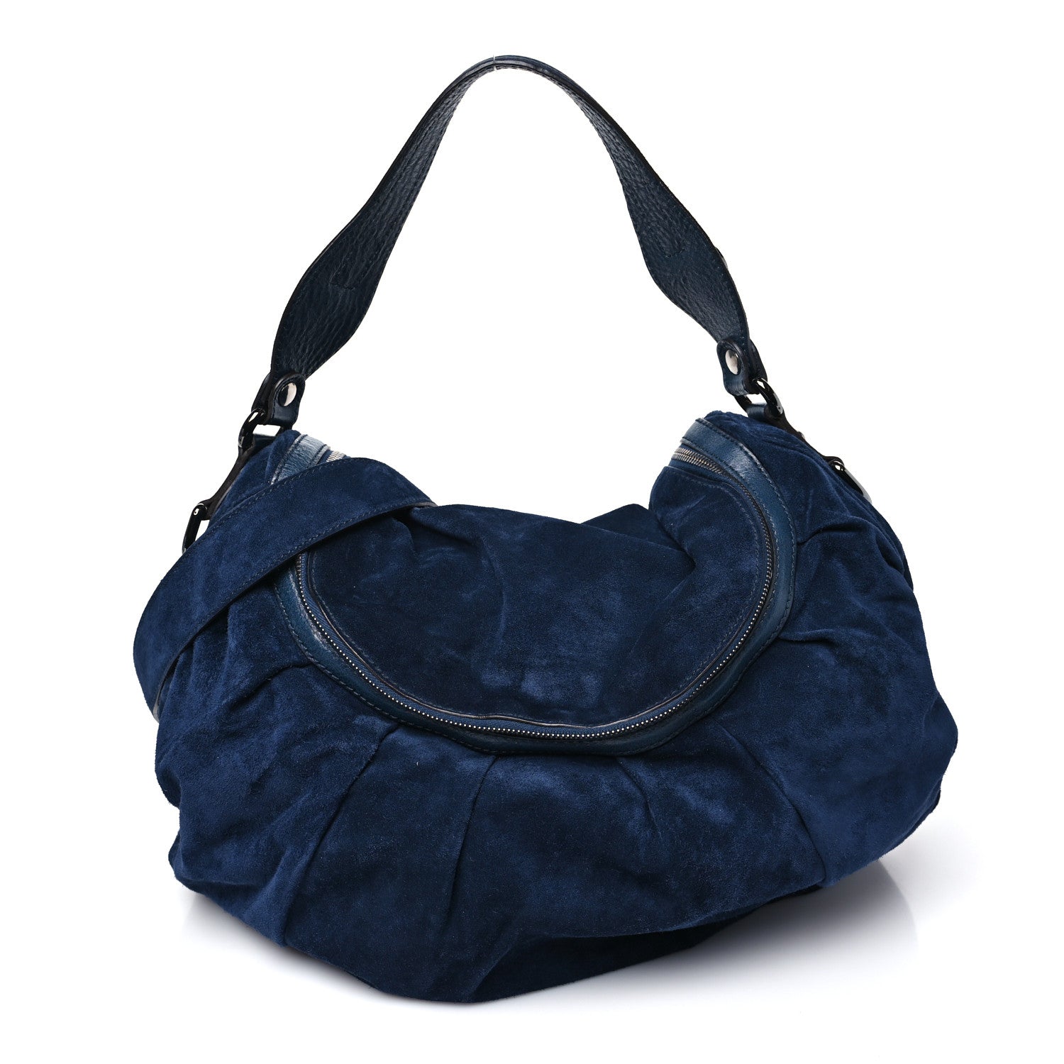 Gucci Suede Medium Icon Bit Shoulder Bag Blue 1 of 10