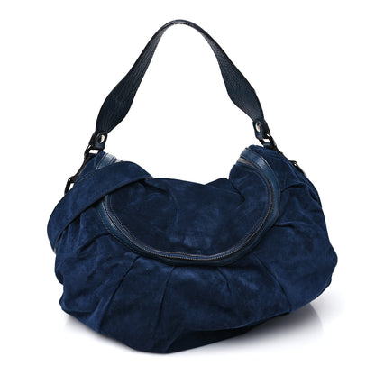 Gucci Suede Medium Icon Bit Shoulder Bag Blue 1 of 10