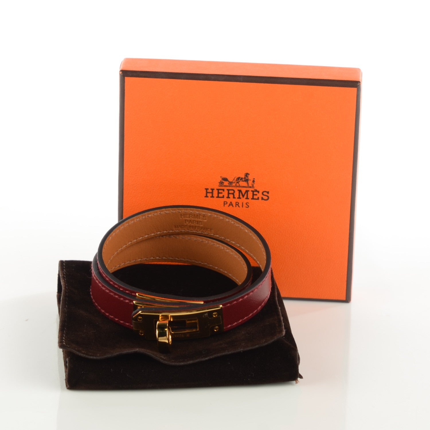 Hermes Tadelakt Kelly Double Tour Bracelet M Rouge H 7 of 7