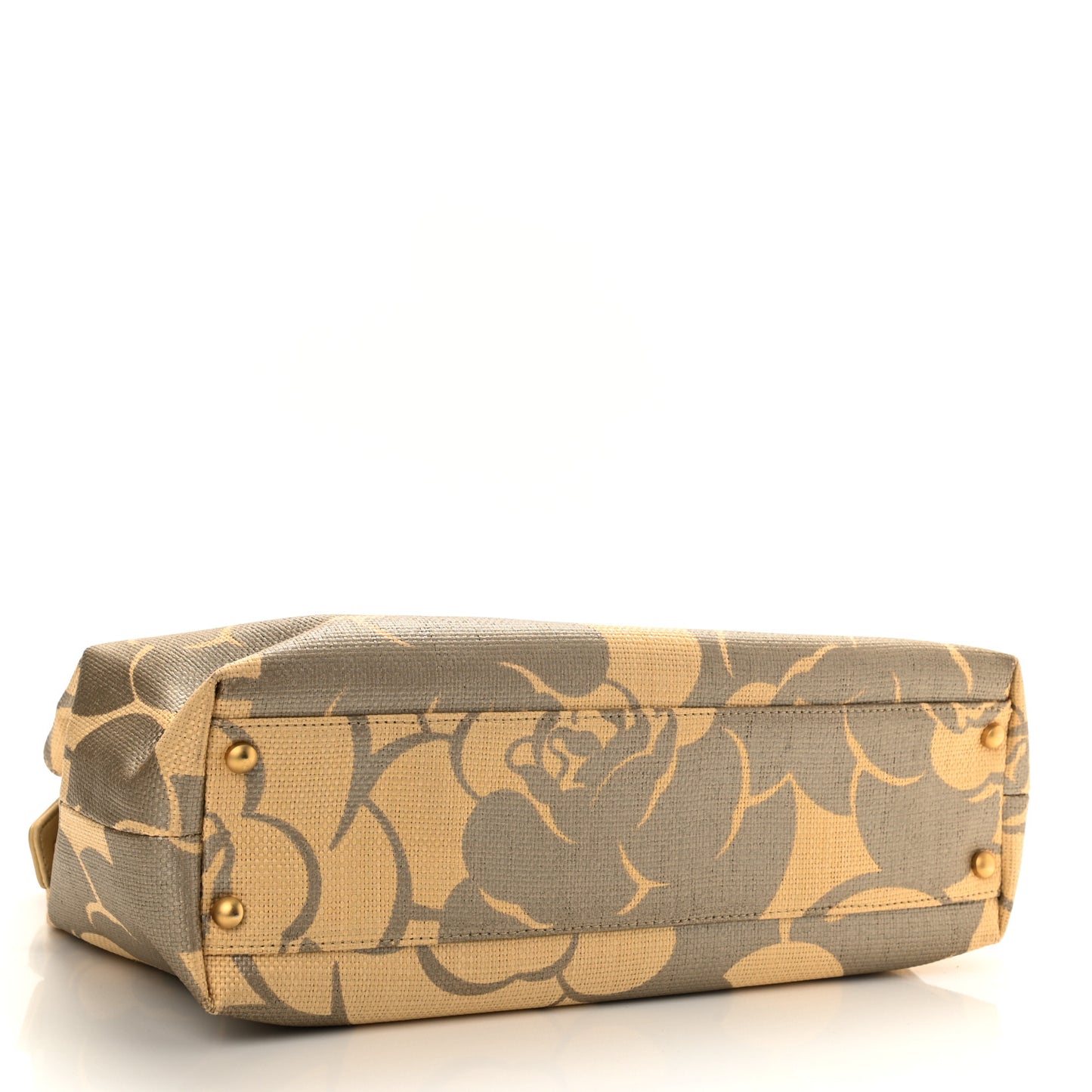 Canvas Camellia Printed Shoulder Bag Beige Grey