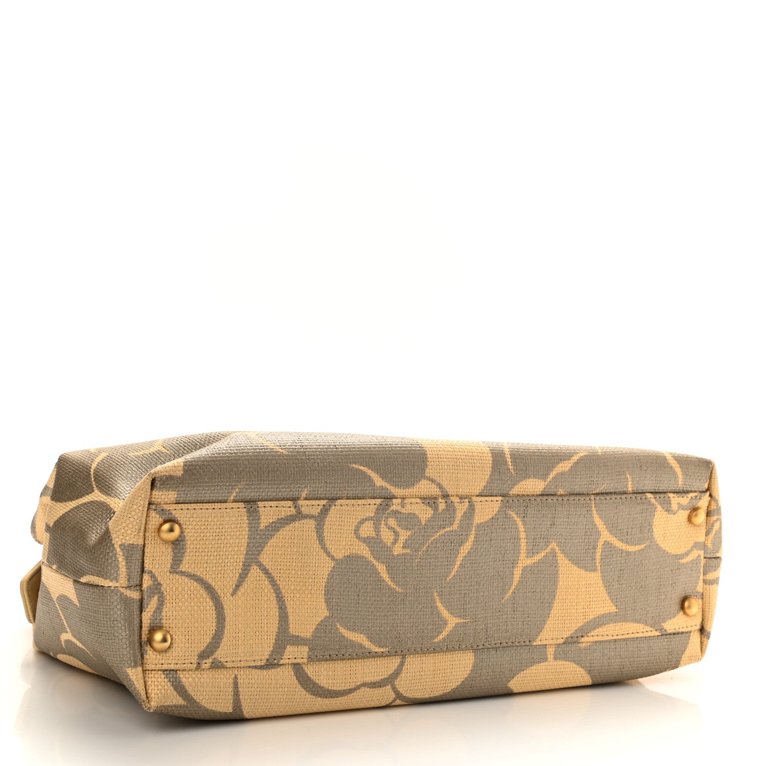 Chanel Canvas Camellia Printed Shoulder Bag Beige Grey 4 of 10
