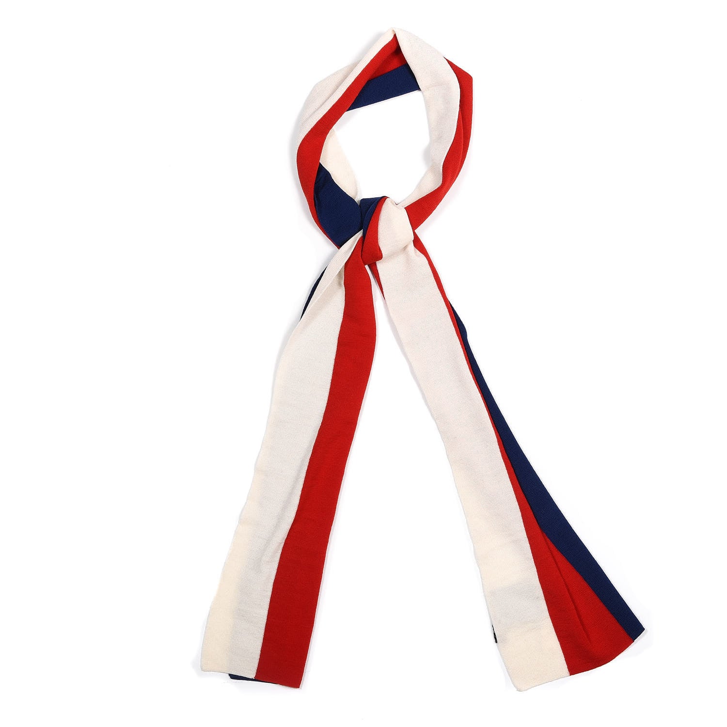 Gucci Knit Wool Web Scarf Blue Red White 1 of 3