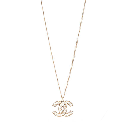 Chanel Pearl CC Pendant Long Necklace Light Gold 1 of 4