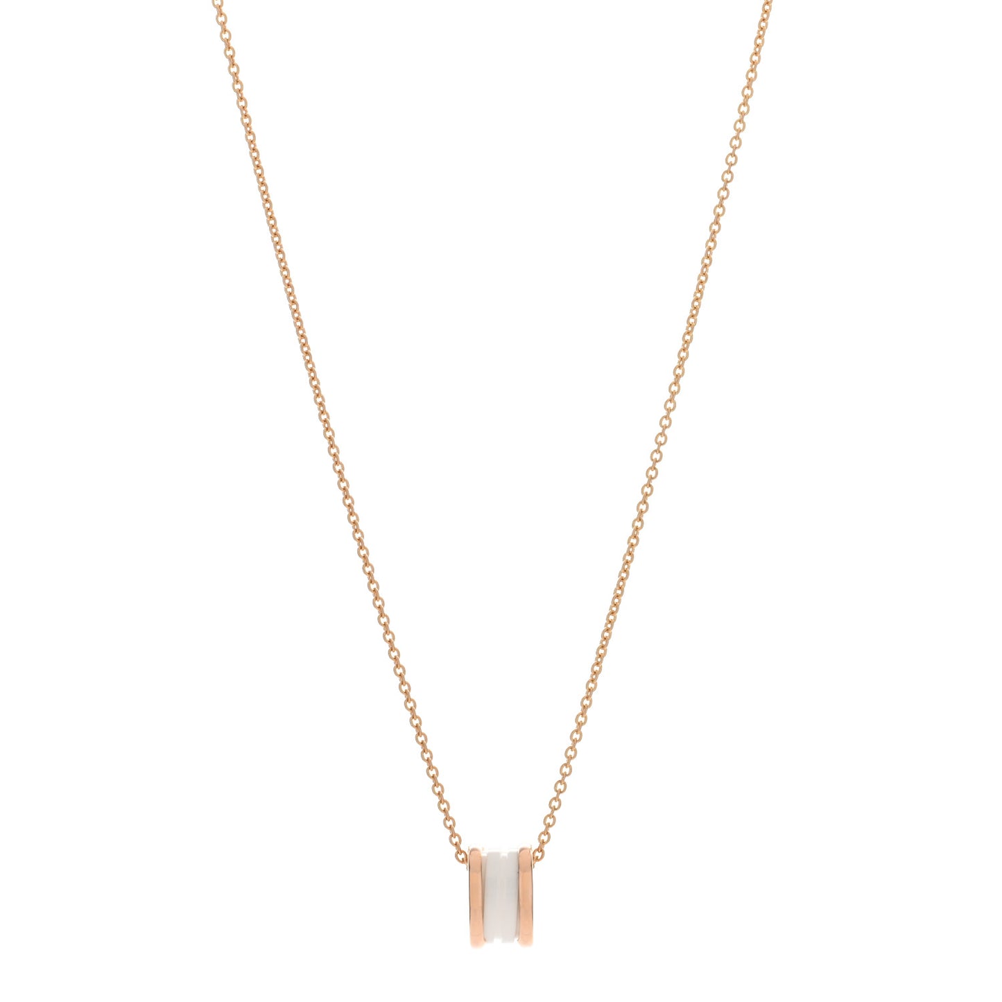 18K Rose Gold White Ceramic B.Zero1 Pendant Necklace