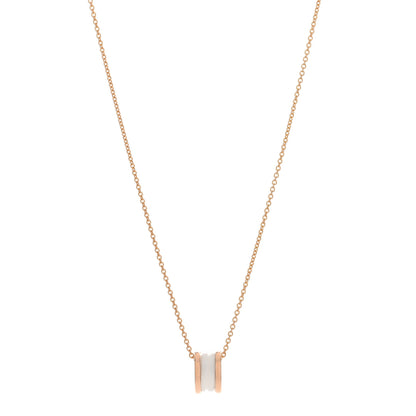 Bulgari 18K Rose Gold White Ceramic B.Zero1 Pendant Necklace 1 of 3