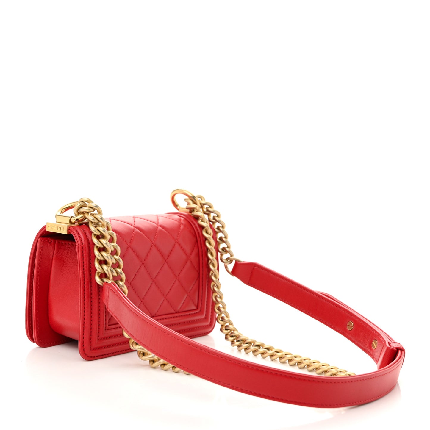 Lambskin Quilted Mini Boy Flap Red