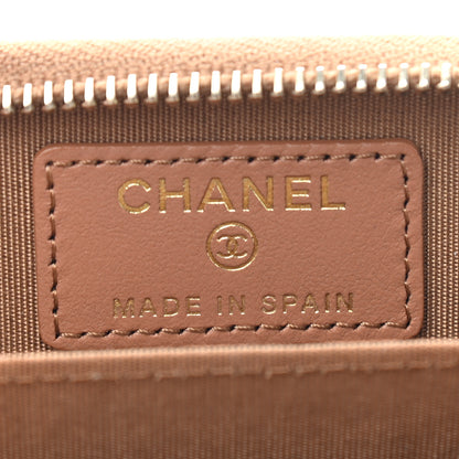Chanel Lambskin Quilted Chanel 19 Zip Around Coin Purse Wallet Brown 6 of 7