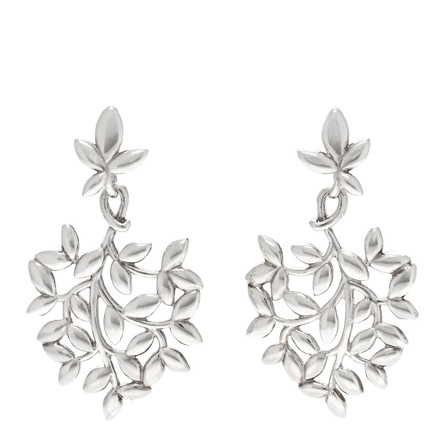 Tiffany Sterling Silver Paloma Picasso Olive Leaf Drop Earrings 1 of 5