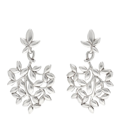 Tiffany Sterling Silver Paloma Picasso Olive Leaf Drop Earrings 1 of 5