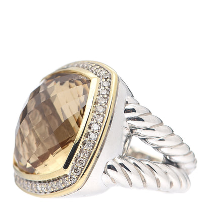 David Yurman Sterling Silver 18K Yellow Gold Diamond Champagne Citrine 17mm Albion Ring 52 6 3 of 5