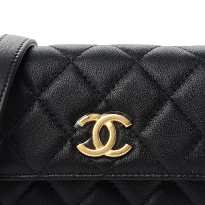 Chanel Calfskin Quilted About Pearls Card Holder Flap With Chain Black 11 of 12