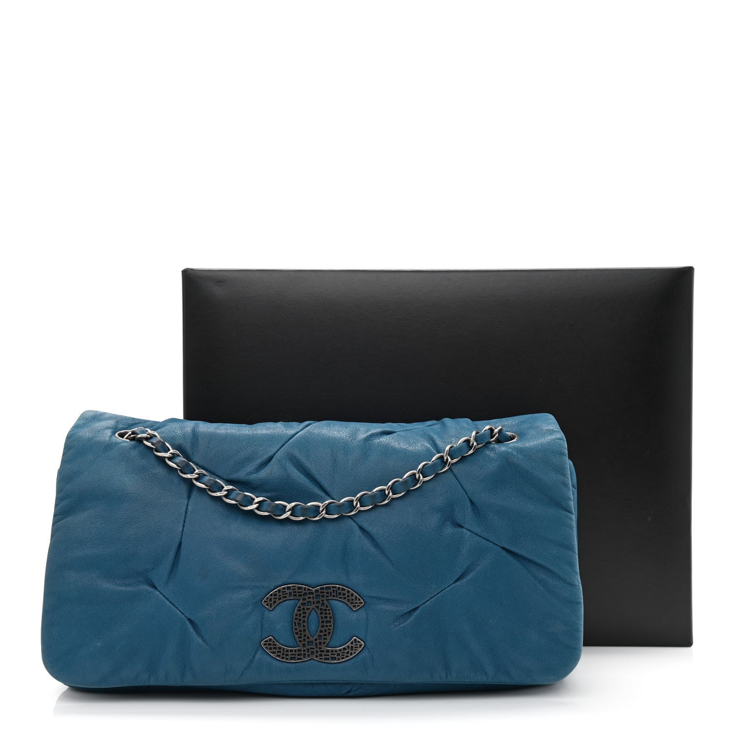Chanel Iridescent Calfskin Glint Flap Blue 10 of 10