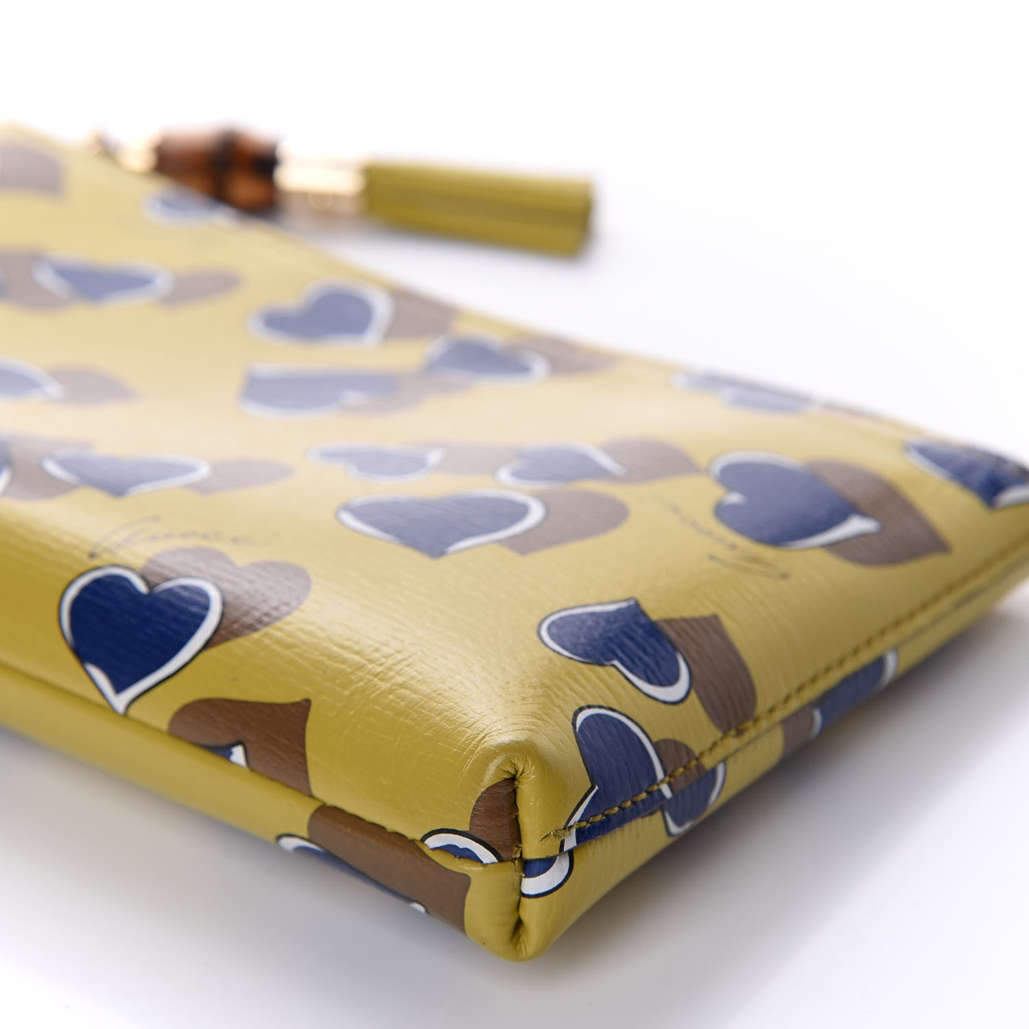 Gucci Calfskin Heartbeat Print Small Pouch Yellow 9 of 9