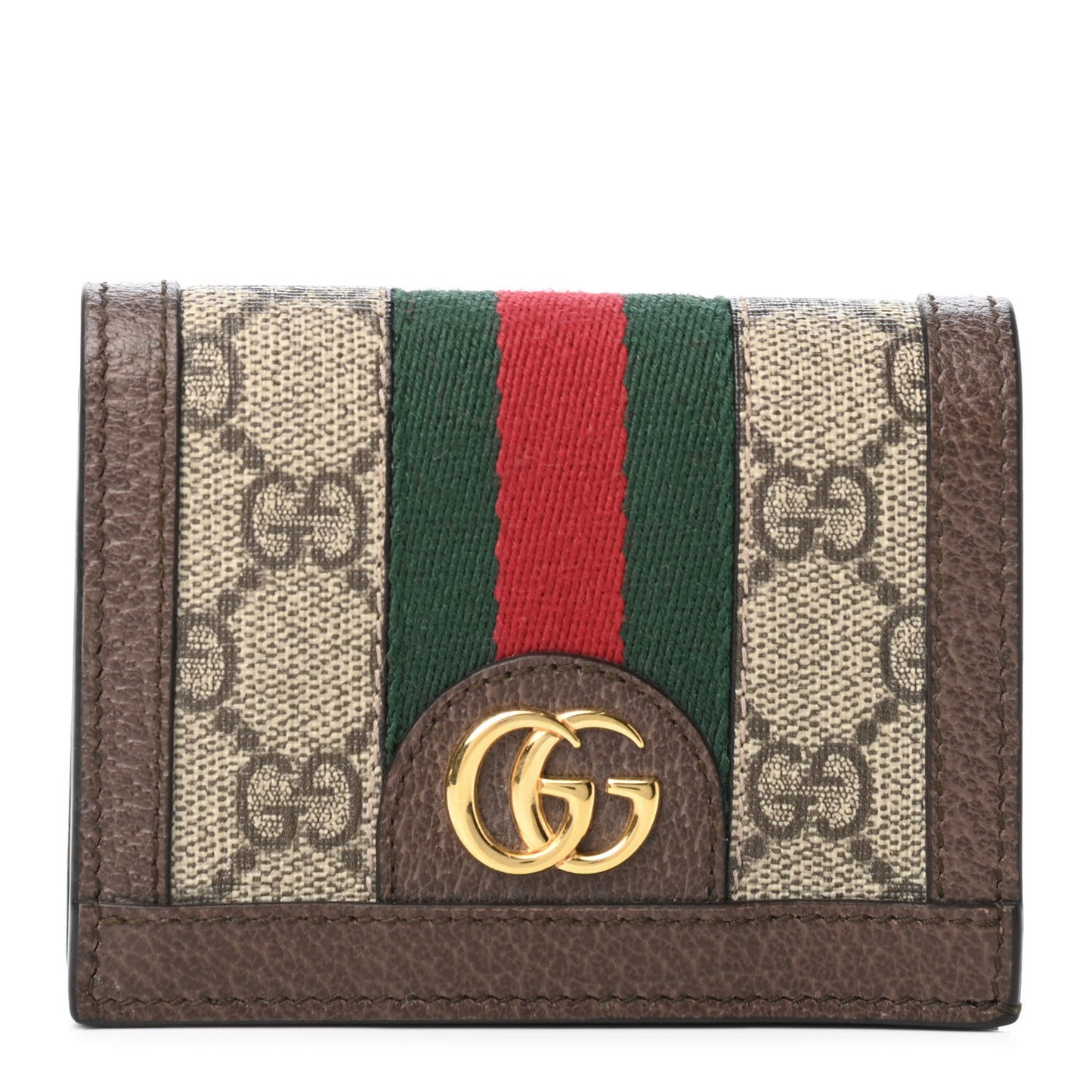 GG Supreme Monogram Web Ophidia Card Case Beige New Acero