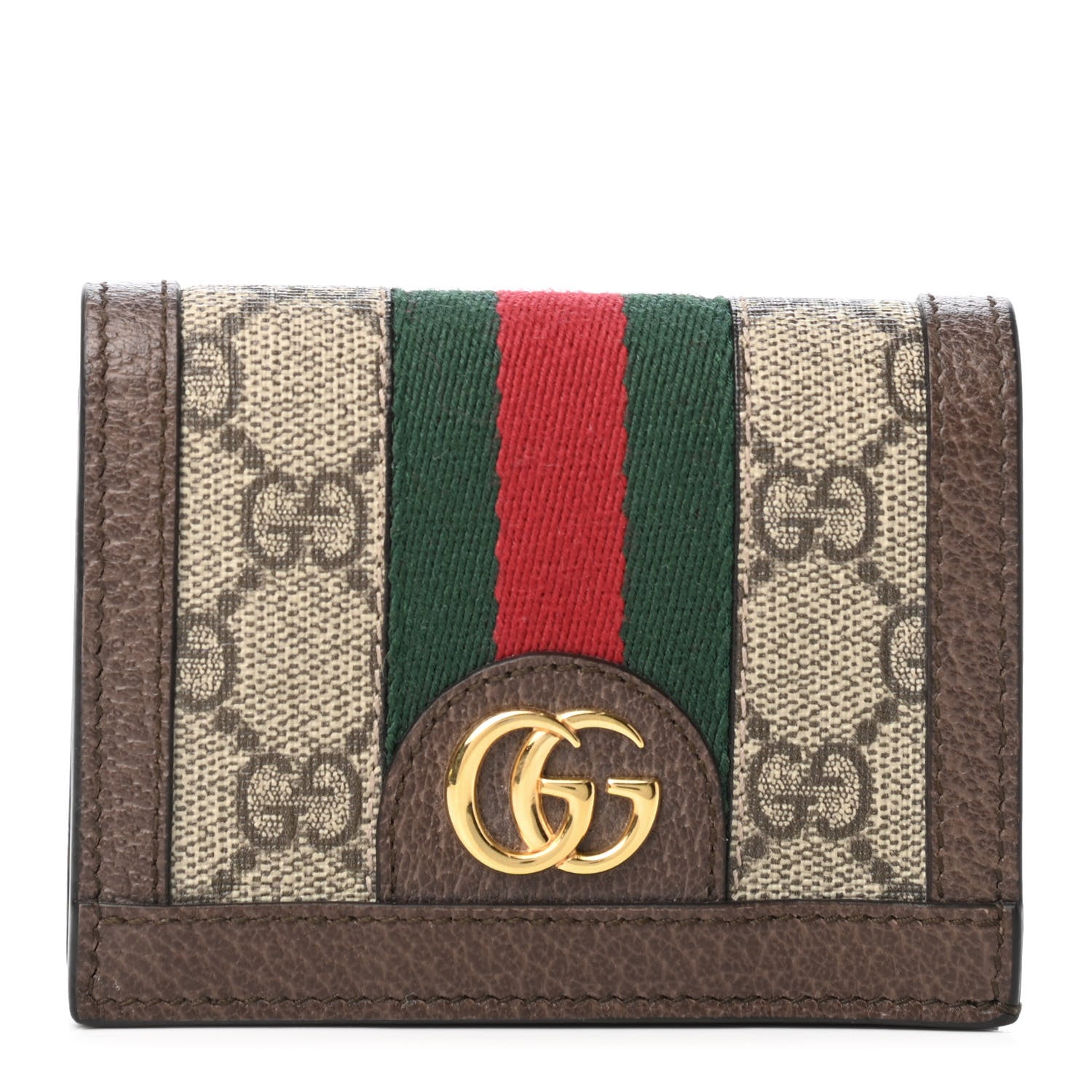 Gucci GG Supreme Monogram Web Ophidia Card Case Beige New Acero 1 of 5